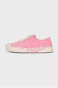 Pink sneakers with signature print