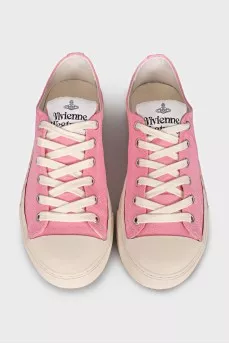 Pink sneakers with signature print