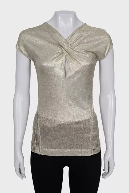 Gold T-shirt with gathers