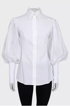 Fitted shirt with translucent sleeves