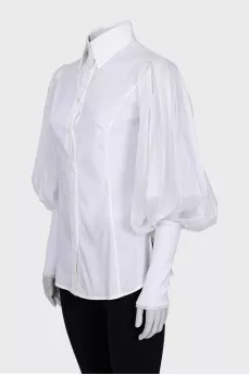 Fitted shirt with translucent sleeves