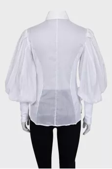 Fitted shirt with translucent sleeves