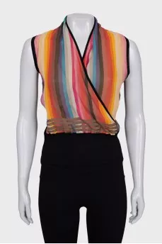 Tapered striped top