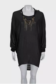 Gray dress with necklace