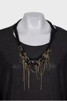 Gray dress with necklace