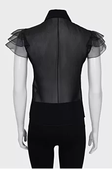 Silk blouse with ruffles and buttons