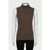 Cashmere vest with collar