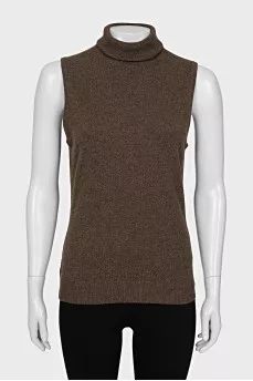 Cashmere vest with collar