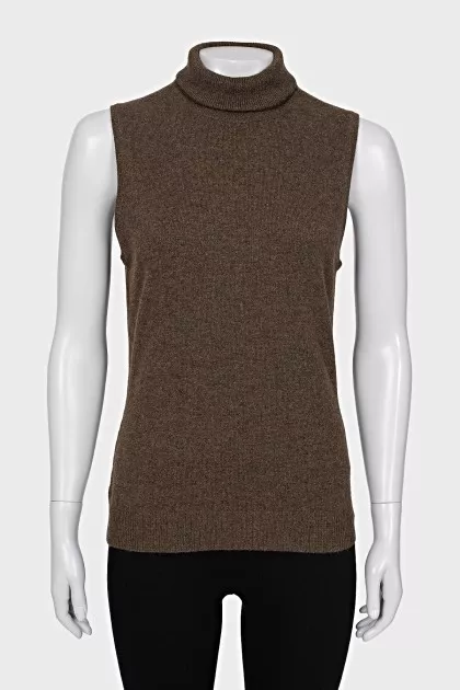 Cashmere vest with collar