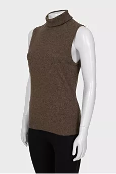 Cashmere vest with collar
