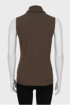 Cashmere vest with collar