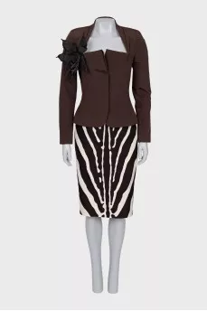 Jacket with skirt in animal print