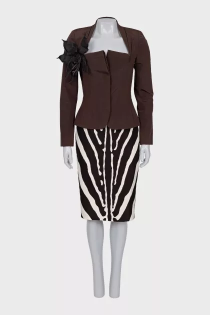 Jacket with skirt in animal print