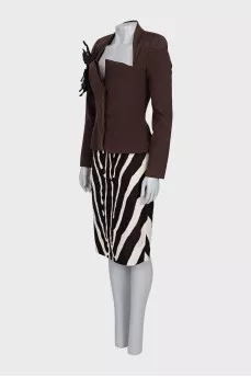 Jacket with skirt in animal print