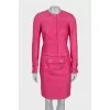 Suit with jacket and skirt decorated with chain