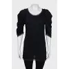 Black blouse with raw edges