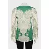 Silk blouse with lacing