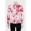 Fitted printed silk blouse
