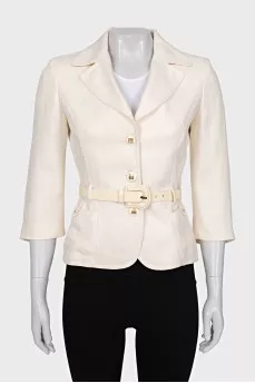 Linen jacket with belt