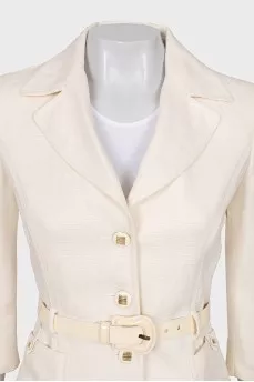 Linen jacket with belt