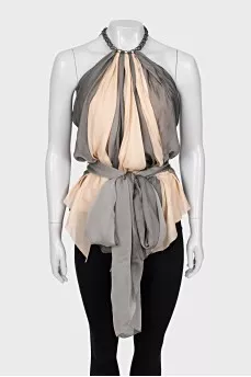 Silk top with chain
