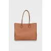 Brown leather tote