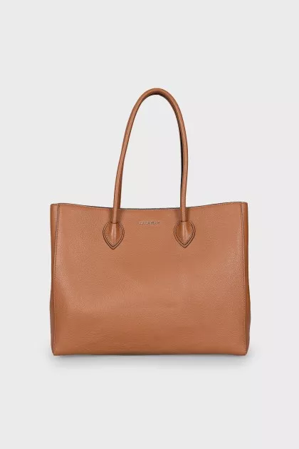 Brown leather tote