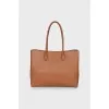 Brown leather tote