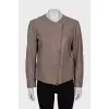 Brown leather jacket with zip