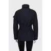 Blue quilted jacket with belt
