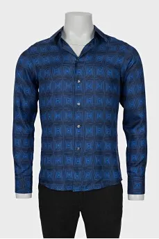 Men's Blue Print Shirt