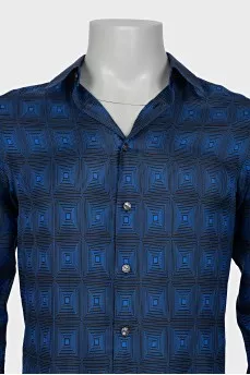 Men's Blue Print Shirt