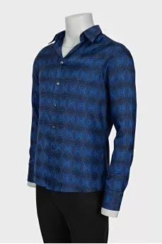 Men's Blue Print Shirt