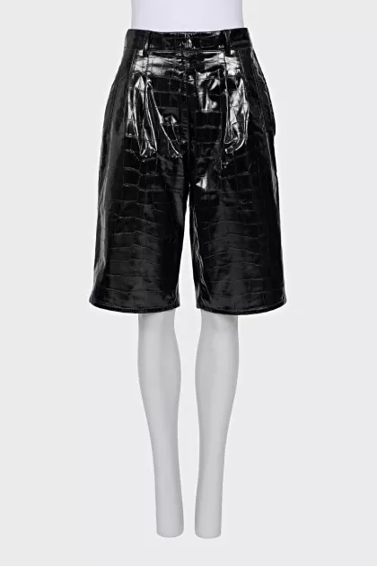 Faux croc skin shorts 