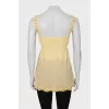 Yellow T-shirt with silver crystals