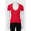 Cashmere and silk button-down t-shirt