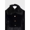 Fitted fur coat with buttons