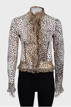 Animal print hook and loop jacket