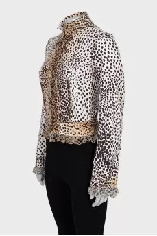 Animal print hook and loop jacket