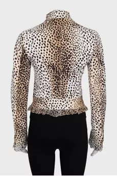 Animal print hook and loop jacket