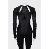 Long sleeve silk and cashmere top