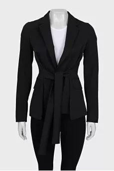 Fitted wool jacket with ties