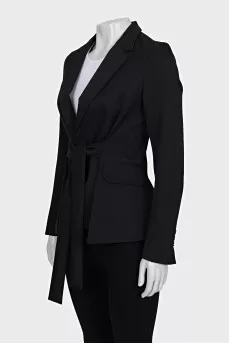 Fitted wool jacket with ties