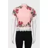 Silk blouse with lace ties