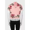 Silk blouse with lace ties