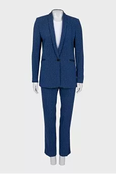 Blue suit with printed trousers
