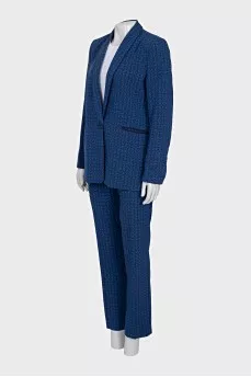 Blue suit with printed trousers