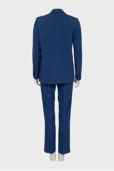 Blue suit with printed trousers