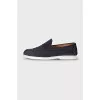 Men's blue suede slip-ons