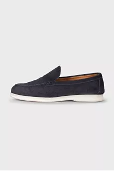 Men's blue suede slip-ons